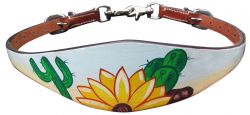 Showman Hand painted wither strap with a sunflower and cactus design